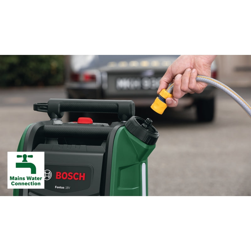 Bosch Fontus 18V Cordless Pressure Washer, 1 x 2.5Ah Battery Pack | 06008B6101