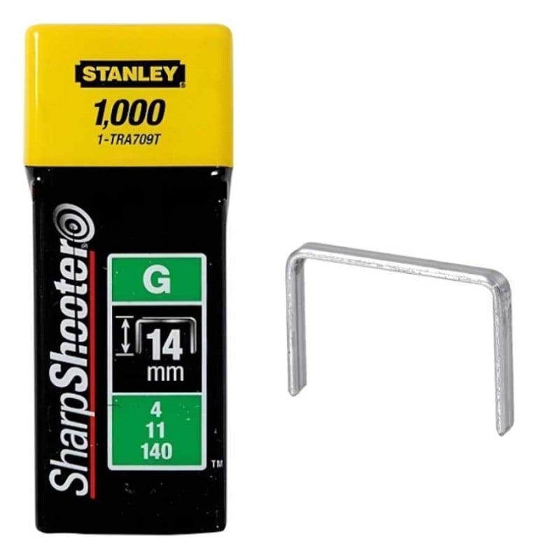 Stanley 1000/Pk Heavy Duty Staples 14mm, G-Type | 1-TRA709T
