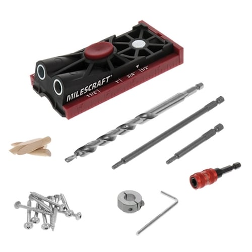 Milescraft 1324 Pocket Jig 100 – Compact Pocket Hole Jig – Includes 3/8″ HSS Step Drill, 6″ Magnetic T20 Driver & Split Stop Collar – For 1/2″, 3/4″, 1″, 1-1/2″ Boards