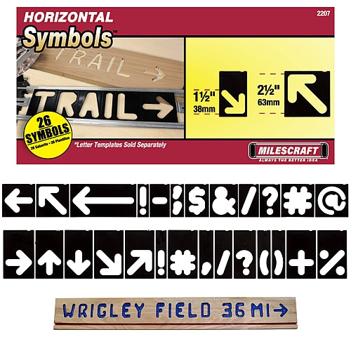 Milescraft - SignPro 1-1/2" & 2-1/2" Horizontal Arrow & Symbols Template Set | 2207