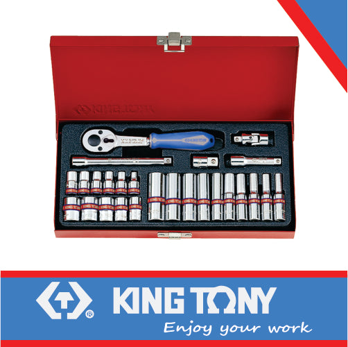 KING TONY SOCKET SET 1/4" IMPERIAL STANDARD AND DEEP 26PCS | 2526SR