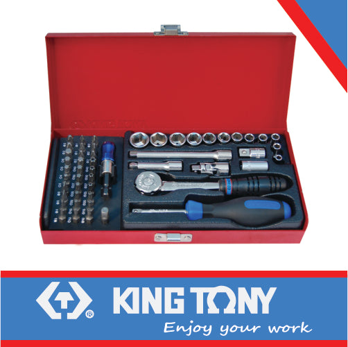 KING TONY SOCKET SET 1/4" METRIC WITH BITS 4 14MM 51PC | 2551MR