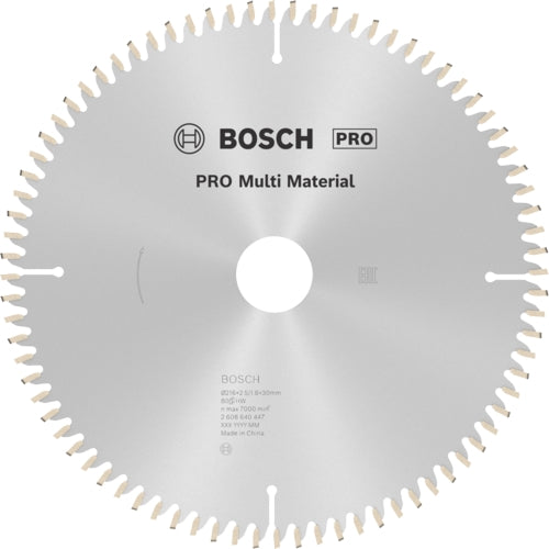 Bosch PRO Multi Material Saw Blade, Ø216MM X B30MM X 2.5MM - 80T | 2608640447
