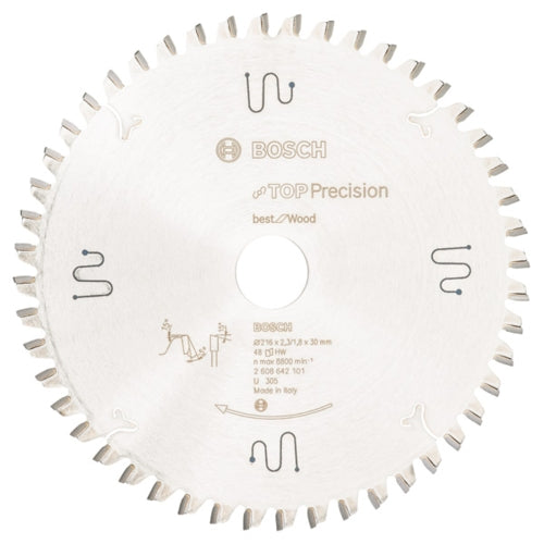 Bosch Top Precision Wood Circular Saw Blade, Ø216MM X B30MM X 2.3MM - 48T | 2608642101