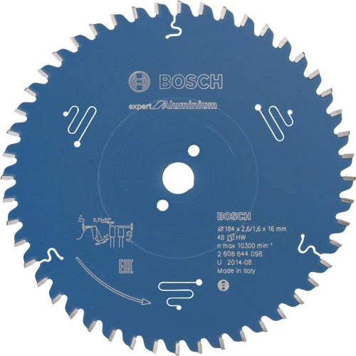 Bosch Expert for Aluminium Saw Blade, Ø184MM X B16MM X 2.6MM - 48T | 2608644098