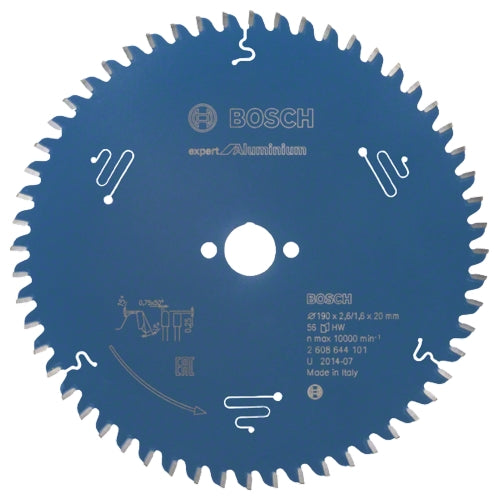 Bosch Expert for Aluminium Saw Blade, Ø190MM X B20MM X 2.6MM - 56T | 2608644101