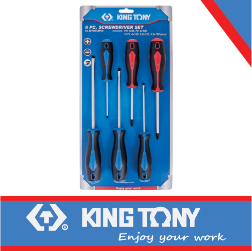 KING TONY SCREWDRIVER SET 6PC BLISTER CARD | 30106AMRB