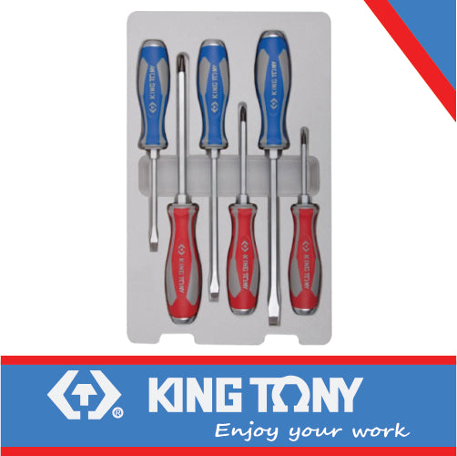 KING TONY SCREWDRIVER SET HEX SHANK HEAVY UTY 6PCS | 30206MR