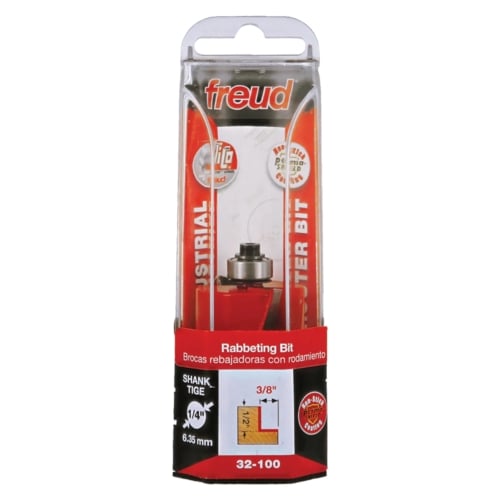 Freud Rabbeting Router Bit, D-31.75mm x h-13.2mm x H-55.7mm x C-12.7mm x R-9.52mm x A-1/4" | 32-10025P