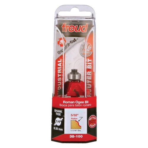 Freud Roman Ogee Router Bit, D-27.0mm x h-13.3mm x H-55.3mm x C-9.53mm x R-4.0mm x A-1/4" | 38-10025P