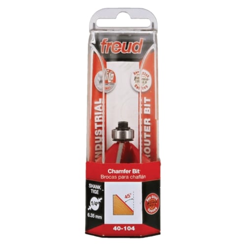 Freud Chamfer Router Bit, D-33.0mm x h-11.5mm x H-53.9mm x C-12.7mm x a-45 x A-1/4" | 40-10425P