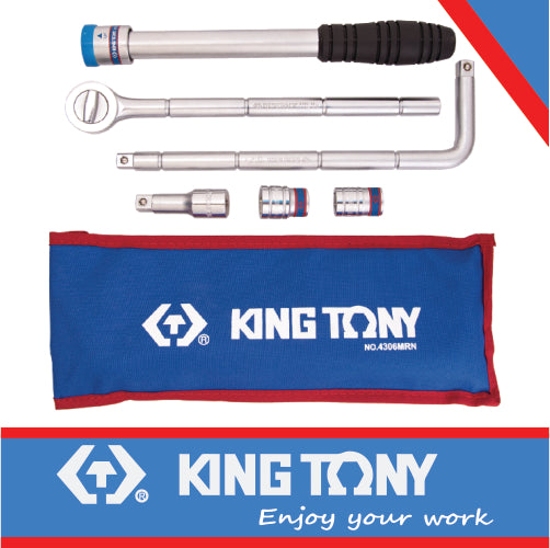 KING TONY 1/2"DR ADJUSTABLE WHEEL WRENCH SET 6PC | 4306MRN