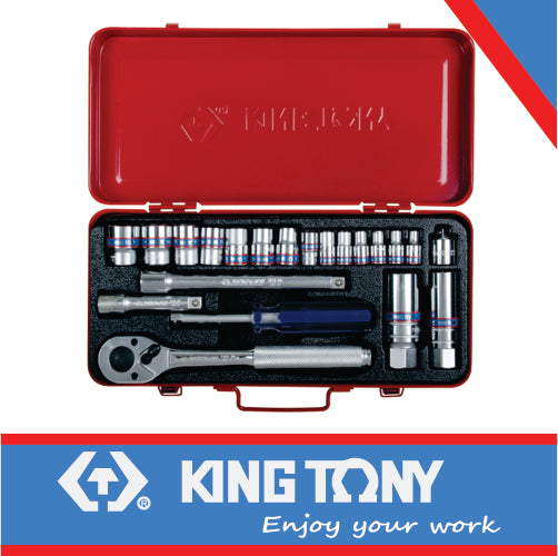 KING TONY SOCKET SET COMBINATION 1/4" AND 3/8" 21PC | 5022MR