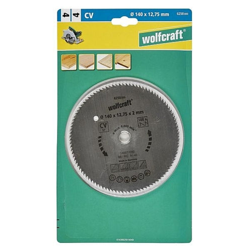 Wolfcraft 1 Cr-V Steel Circular Saw Blade, D140MM X B12.75MM X K2.0MM - T100 | 6258000