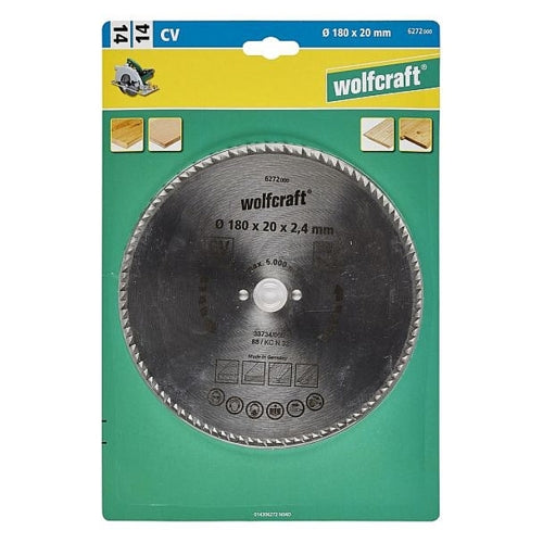 Wolfcraft 1 Cr-V Steel Circular Saw Blade, D180MM X B20MM X K2.4MM - T100 | 6272000