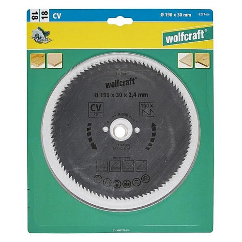 Wolfcraft 1 Cr-V Steel Circular Saw Blade, D190MM X B30MM X K2.4MM - T100 | 6277000