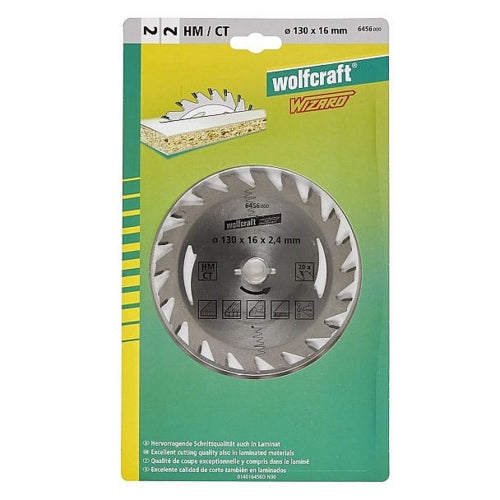 Wolfcraft 1 TCT Circular Saw Blade, D130MM X B16MM X K2.4MM - 20T | 6456000