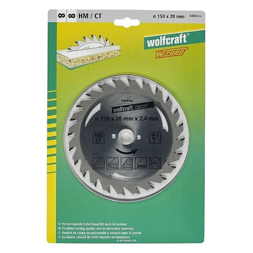 Wolfcraft 1 TCT Circular Saw Blade, D150MM X B20MM X K2.4MM - 24T | 6464000