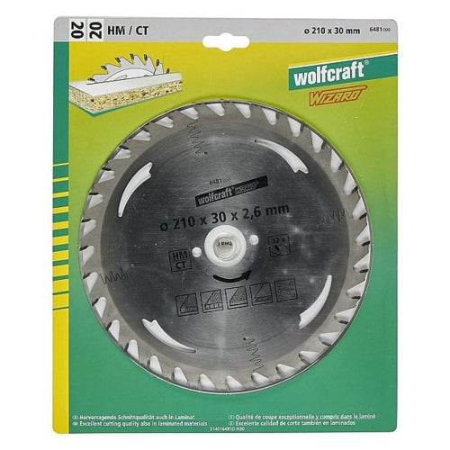 Wolfcraft 1 TCT Circular Saw Blade, D210MM X B30MM X K2.6MM - 32T | 6481000