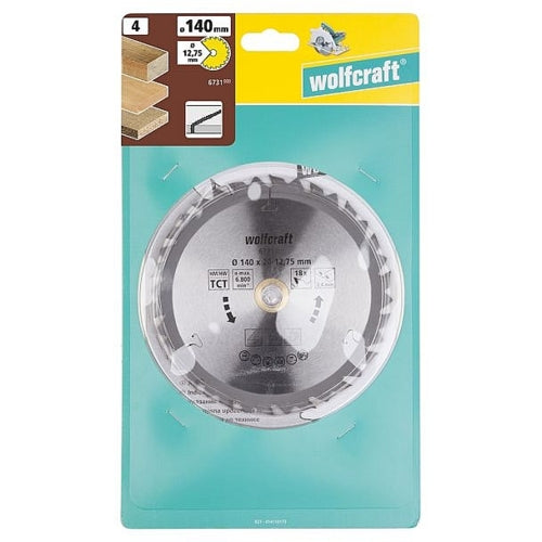 Wolfcraft 1 TCT Circular Saw Blade, D140MM X B12.75MM X K2.4MM - 18T | 6731000