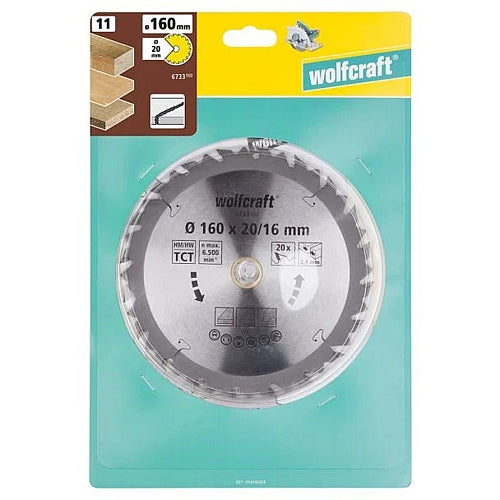 Wolfcraft Brown Series Circular Saw Blade, 160MM X B20MM X 2.4MM - 20T | 6733000