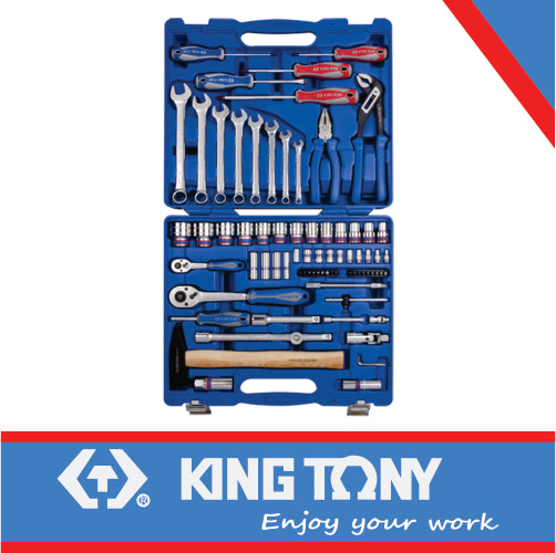 KING TONY SOCKET SET COMBINATION 1/4" & 1/2"DR 77PC | 7077MR