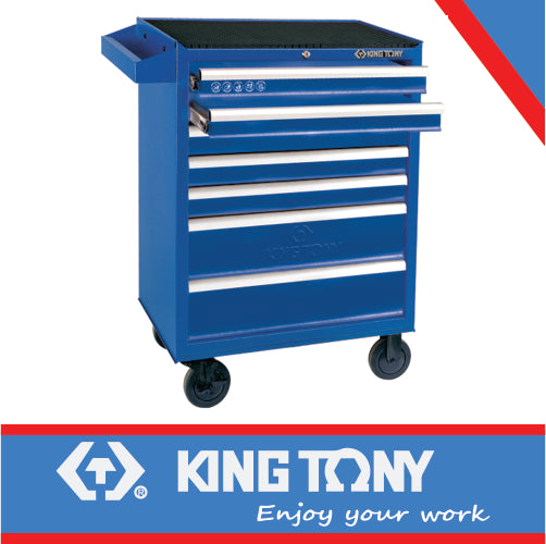 KING TONY TOOL TROLLEY BLUE 7 DRAW BALL BEARING SLIDES | 87434 7B B