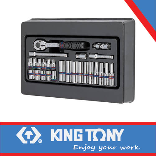 KING TONY SOCKET SET 1/4" DEEP AND STANDARD 4 13MM 26PC | 9 2526MR