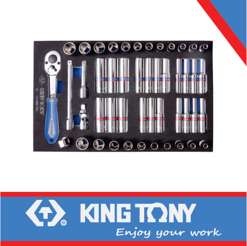 KING TONY SOCKET SET 1/4" COMBINATION 48PC EVA FOAM | 9 2548CRV