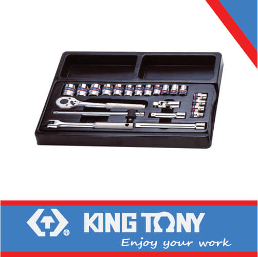 KING TONY SOCKET SET 3/8" 6 22MM 23PC | 9 3523MR