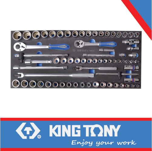 KING TONY SOCKET SET COMBINATION 3/8" AND 1/2" 69PC EVA FOAM | 9 7069CRV