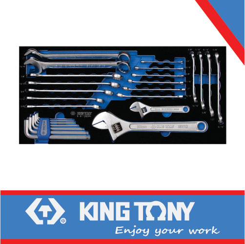 KING TONY SPANNER COMBINATION SET 26PC SAE EVA FOAM | 9 91126SRV