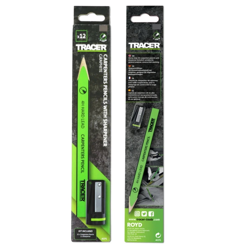 TRACER 12 Piece Carpenters Pencils with Sharpener | ACP1