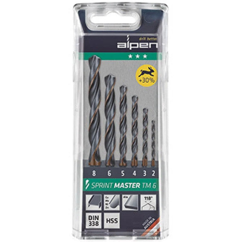 Alpen 6 Piece HSS Sprint Master Drill Bit Set | ALP TM6