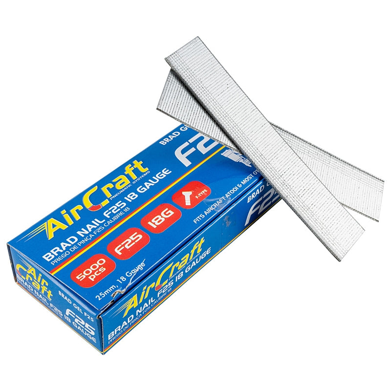 AirCraft 5000/Pk Brad Nails 25mm, 18G F-Type | BRAD GEL F25