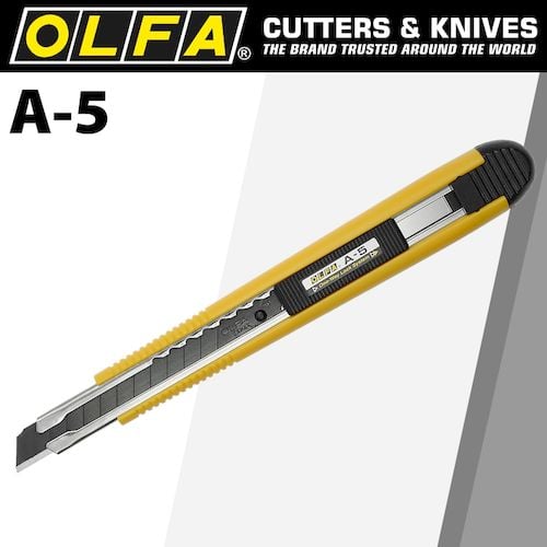 Olfa one way lock cutter with black blade snap off knife(CTR A5)