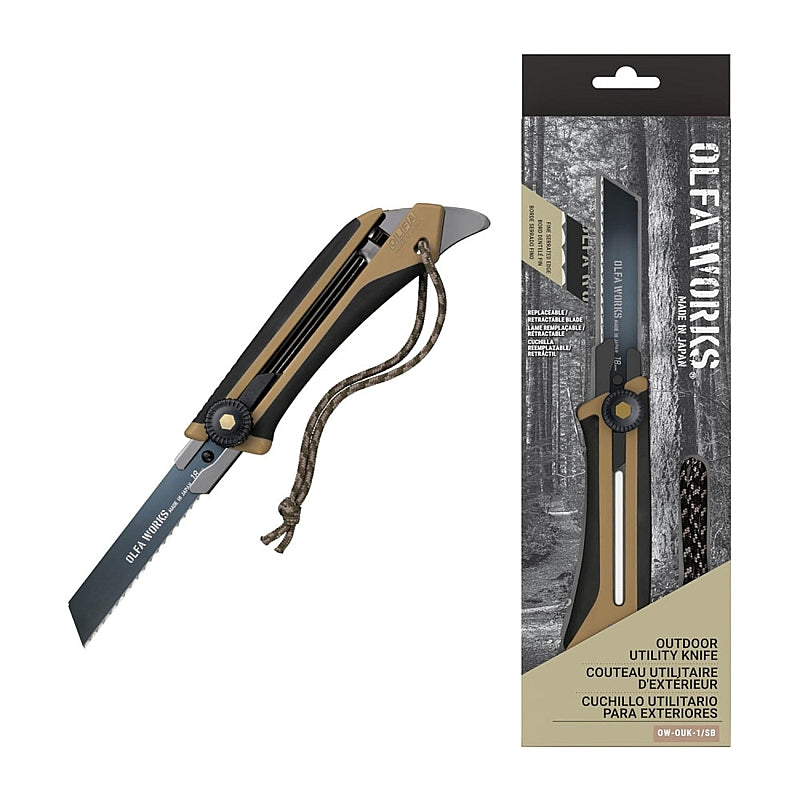 Olfa Works Outdoor Retractable Blade Utility Knife, Sand Colour | CTR OW-OUK-1-SB-DSB