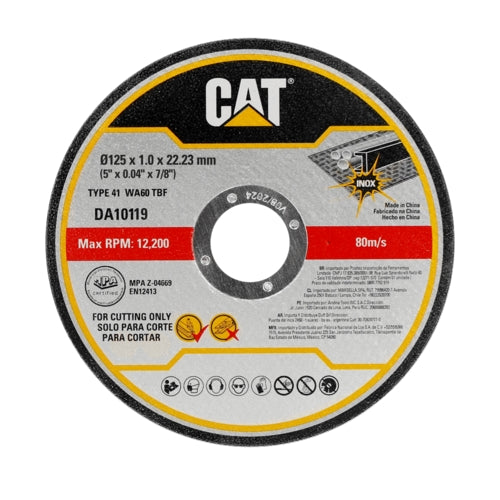CAT 10 Piece Abrasive Flat Metal and INOX Cutting Disc, 125 x 22.2mm | DA10119