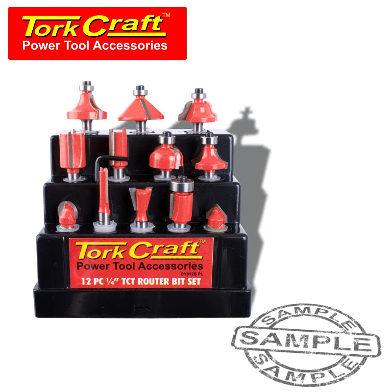 Router bit set 12pc plastic box 1/4 shank(DY012B PL)
