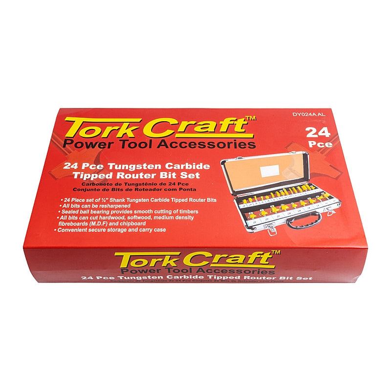 Tork Craft 24 Piece Router Bit Set, 1/4″ Shank, Aluminium Case | DY024A AL