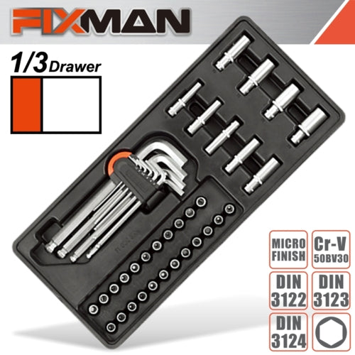 Fixman 33Pc 1/4" Drive Socket & Accessory Set, Tool Insert Module | FIX F1BT49