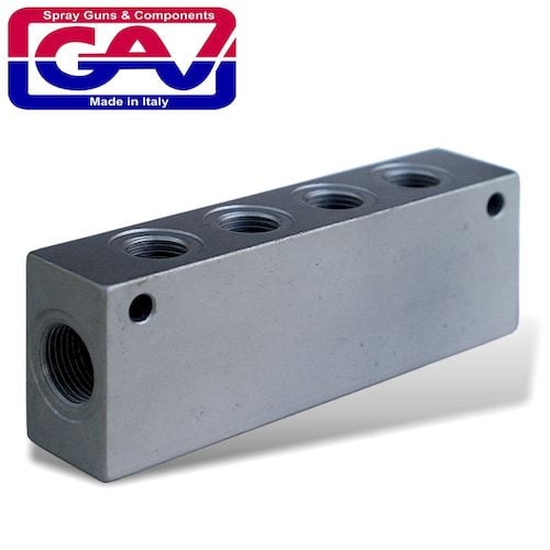 Manifold block 1/4' with 6 ports extend your air points(GAV BL6084-7)
