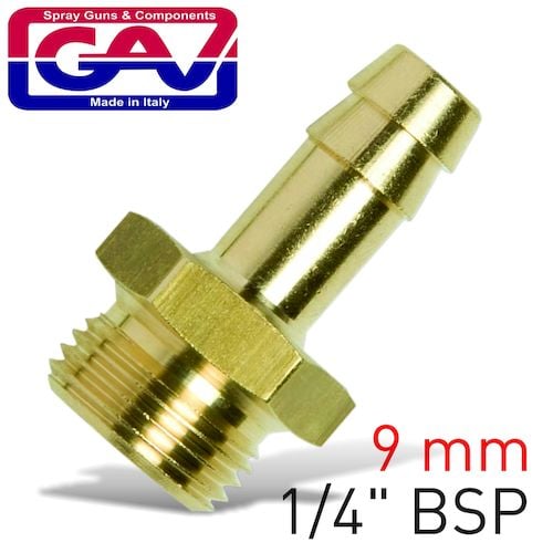 Hose tail brass 1-4 mx9mm(GAV5834-2)