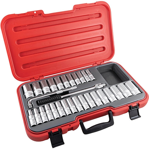 Kennedy-Pro 30Pc 12-Point Deep Socket Set, Imperial/Metric, 1/2