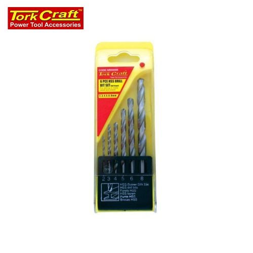 Drill Bit Set 6Pc Hss Roll Forged 2-8mm