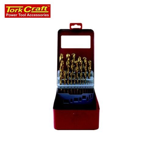 Drill Bit Set 25Pce Tin. Coated Metal Case
