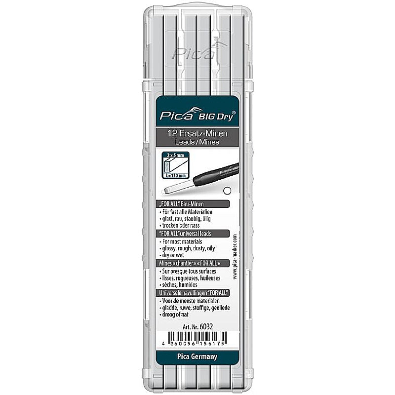 Pica Big Dry 12Pc For All Universal Refill Leads, White | 6032