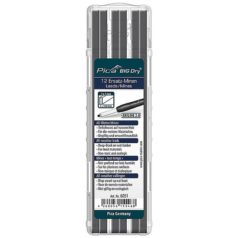 Pica Big Dry 12Pc Aniline "All-Weather" Refill Leads | 6051
