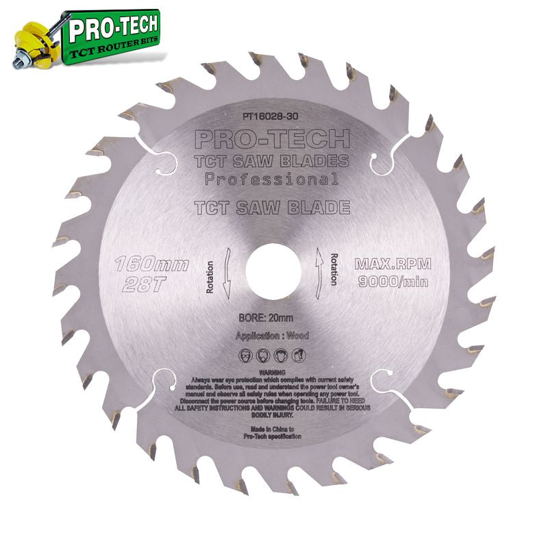 Pro-Tech - TCT C/Saw Blade Ø160 MM X K2.2 X B20 MM X 28T – Tools4