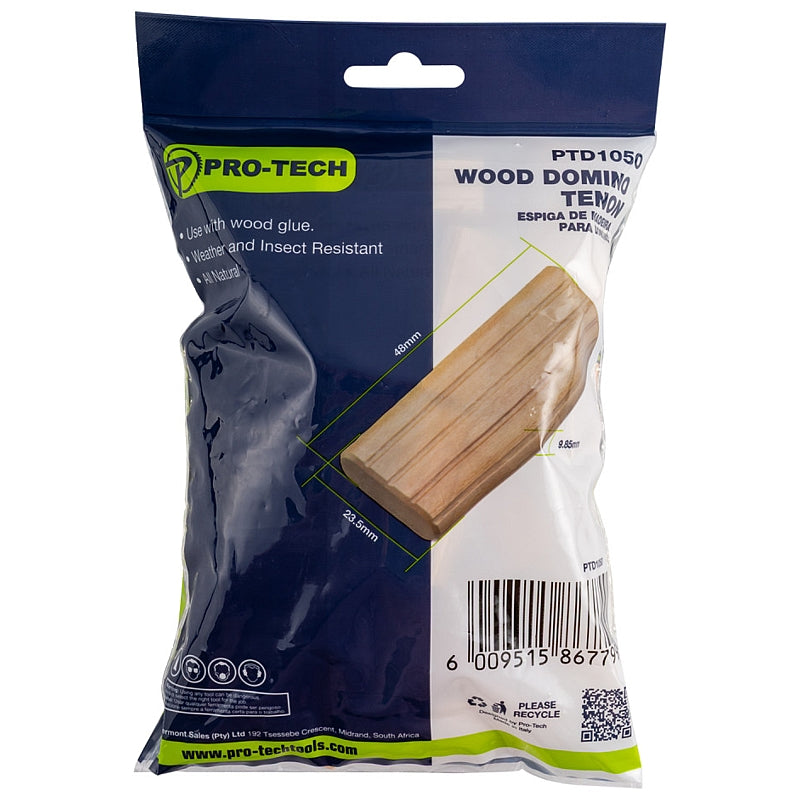 Pro-Tech 50Pc Beech Wood Domino Tenon 10 x 50mm | PTD1050